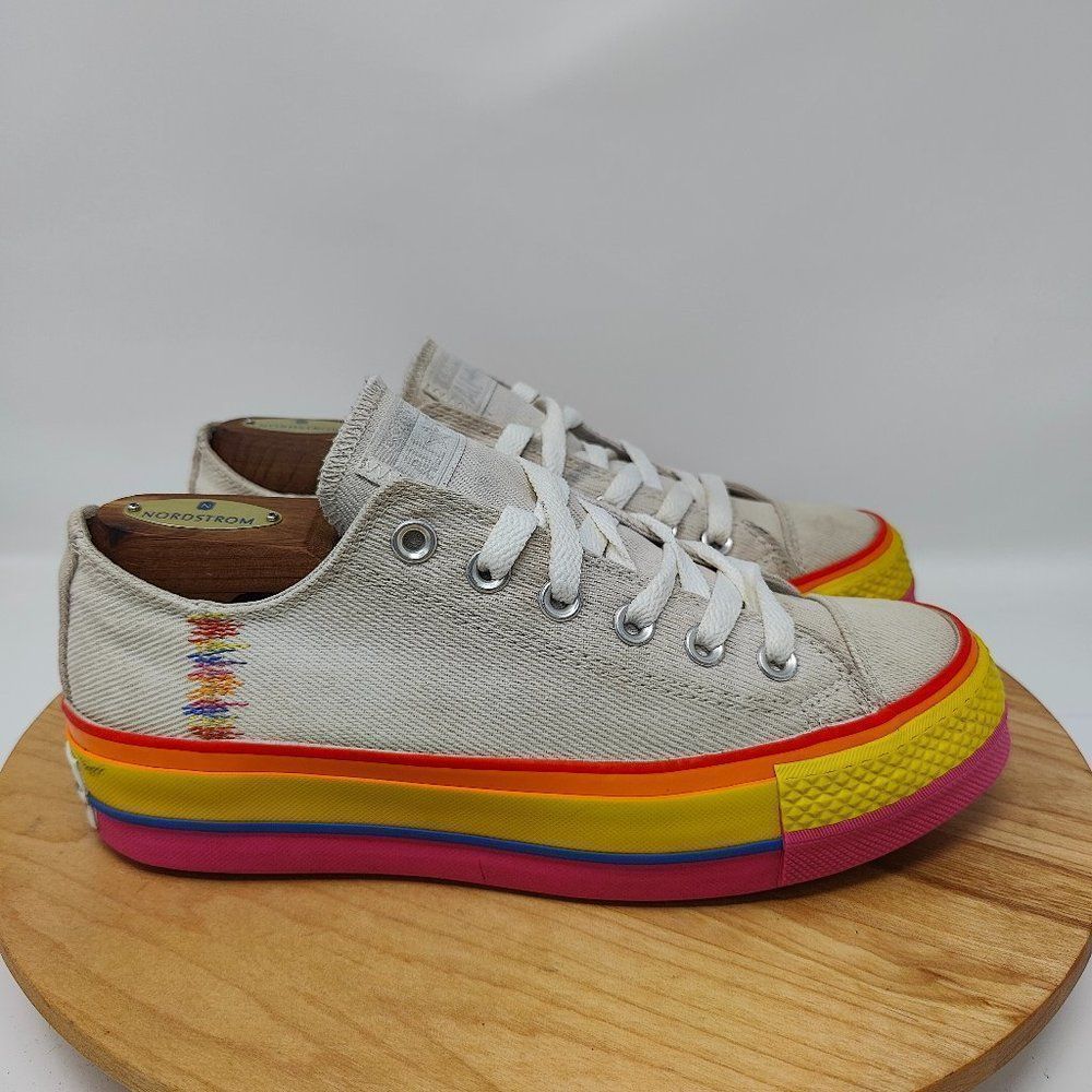 Converse CT All Star Lift Low Rainbow- Womens- Size 8- White- [564992C]- Sneaker